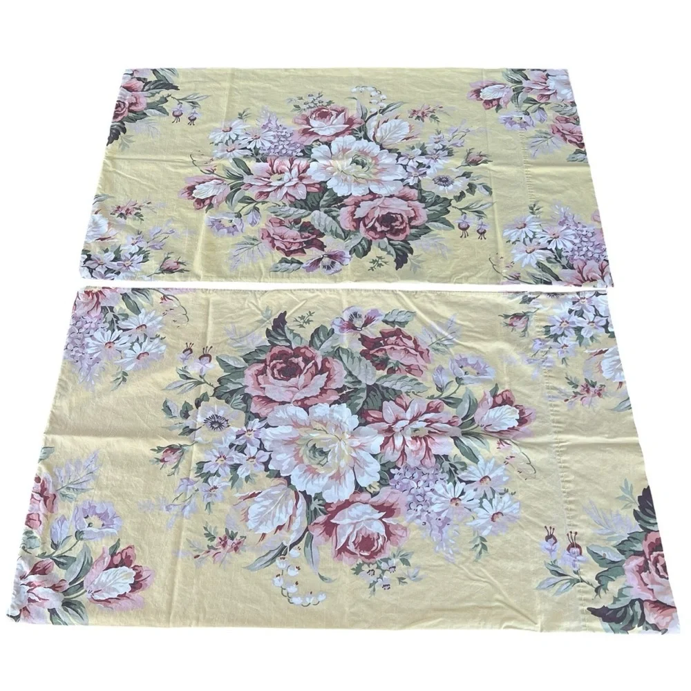 Vintage Ralph Lauren Sophie Brooke Standard Pillowcase Pair Cottagecore FLAWS